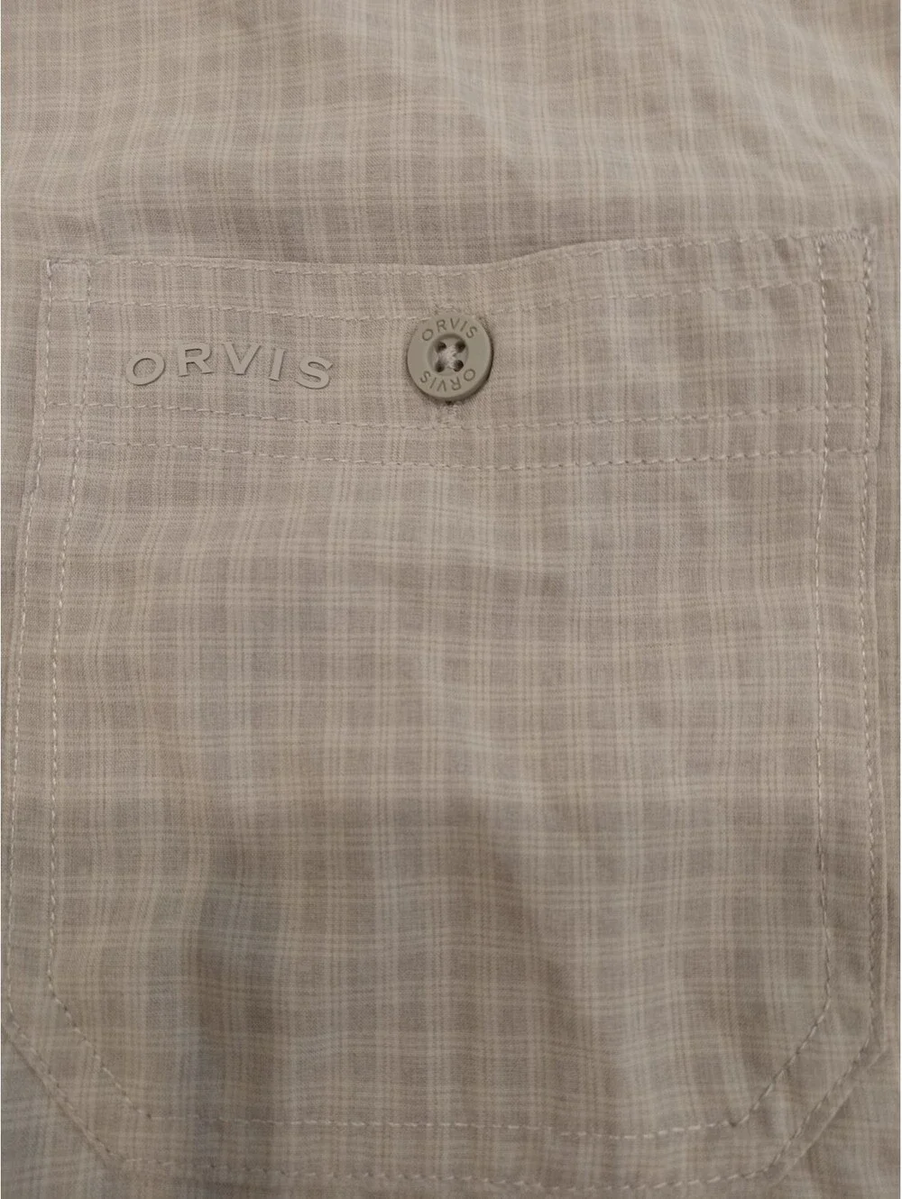 Orvis Shirt Mens Medium Gray Micro Plaid Short Sleeve Button Down Stretch M